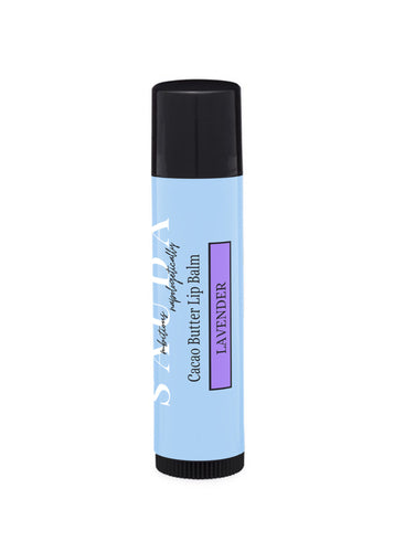 Sauda Lip balm tube showing Lavender scent