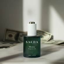Load image into Gallery viewer, Bottle of cosmetic oil with money blurred in the background
