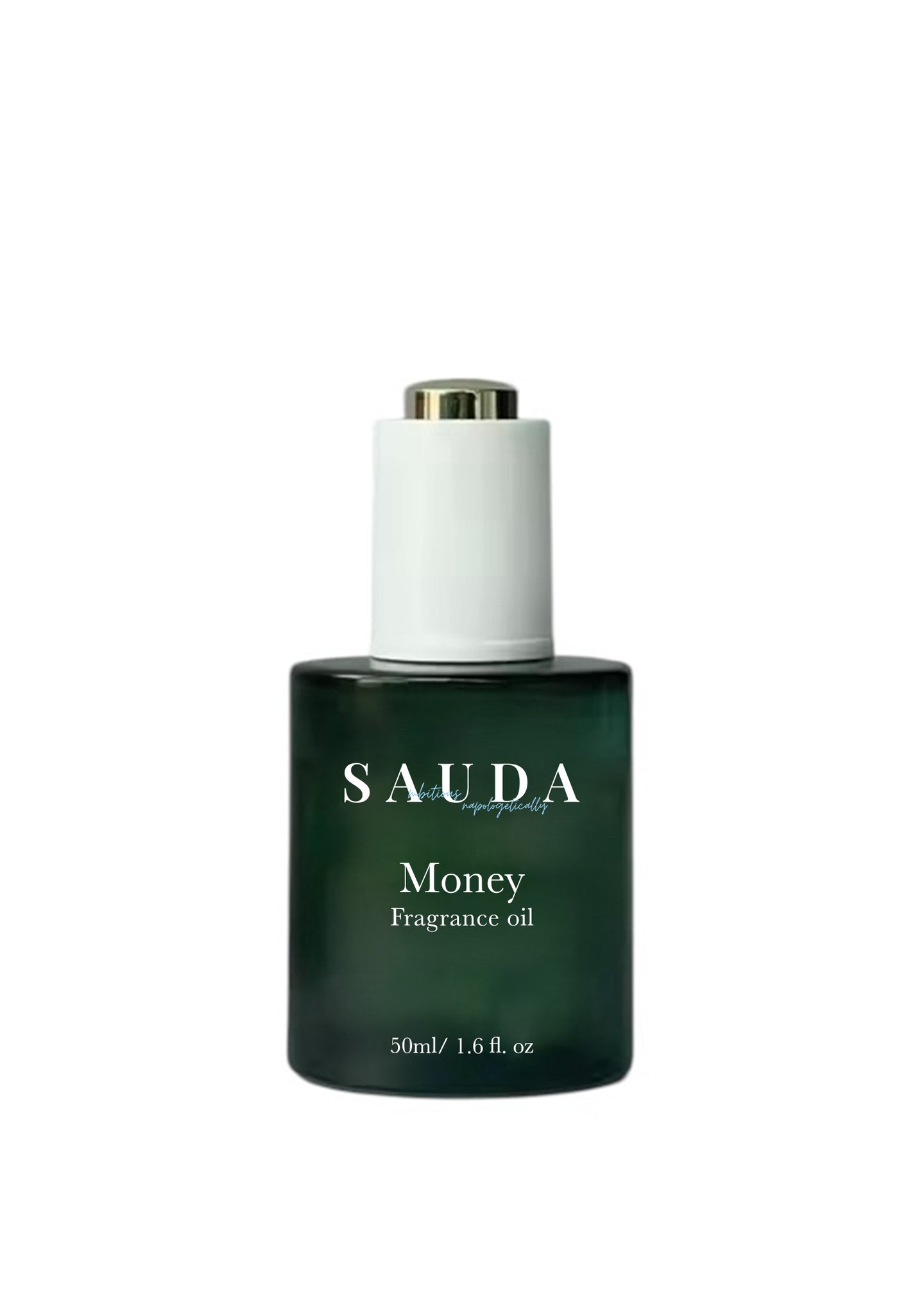 Green bottle of fragrance oil by Sauda with name 