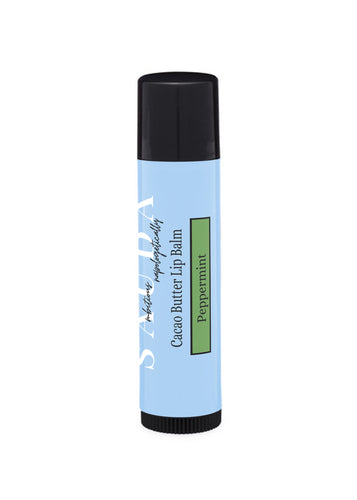 Sauda Lip balm tube showing Peppermint scent