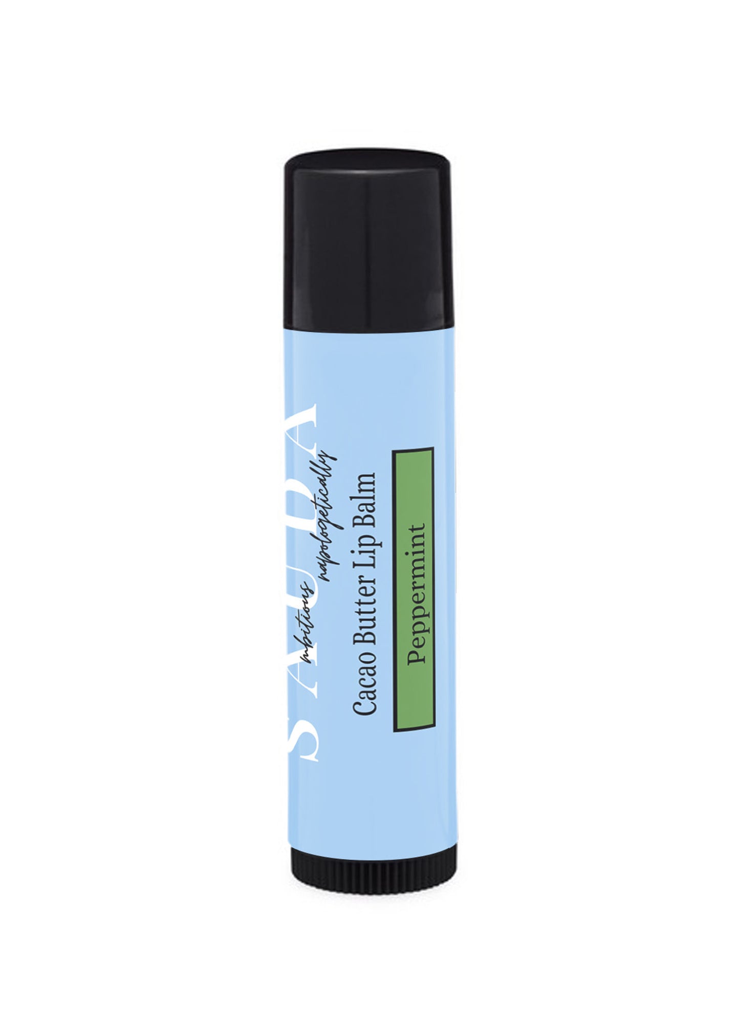 Sauda Lip balm tube showing Peppermint scent